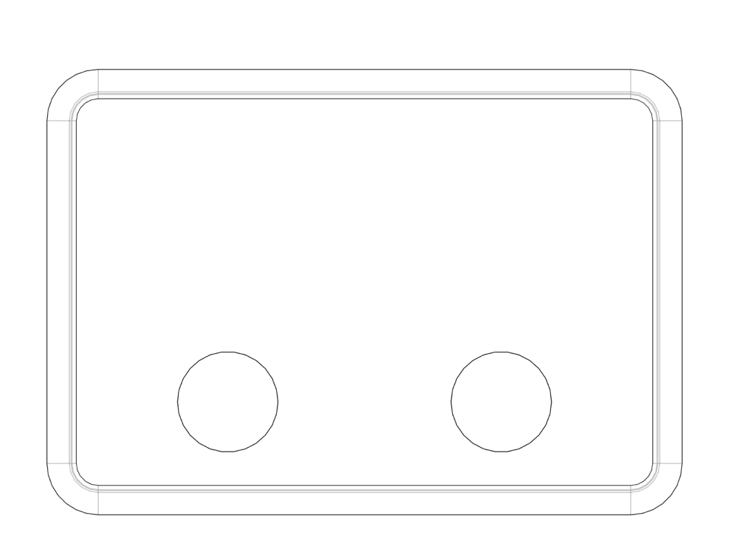 Front of the lid with two circular cutouts for glove inserts