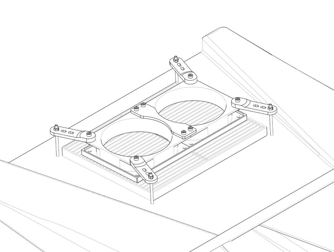 Box with cutouts ready for mounting fan and filter