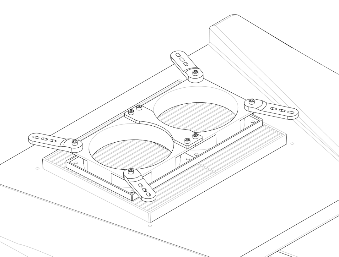 View from inside showing filter clamped