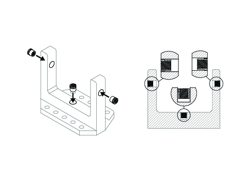 Melting heat-set inserts into the KM100 base mount